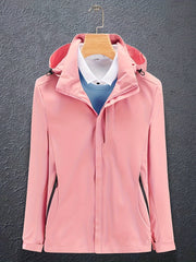 Women's Soft Shell Ski Jacket Windproof & Waterproof Full Zipper Snow Coat