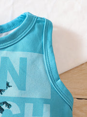 Beach Scenery Tank Top & Shorts Set for Boys