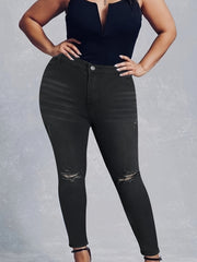 Retro Ripped Button Fly High Rise Skinny Jeans