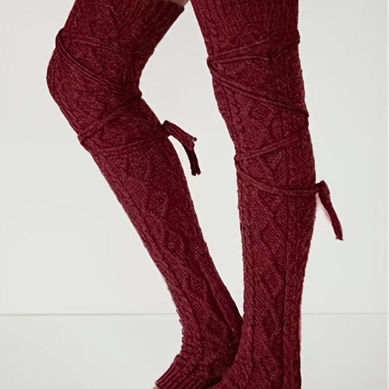 Breathable Knitted Leg Warmers Soft & Comfort Thigh High Socks