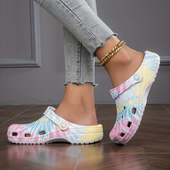 Women's Tie Dye Chunky Clogs Platform Shoes