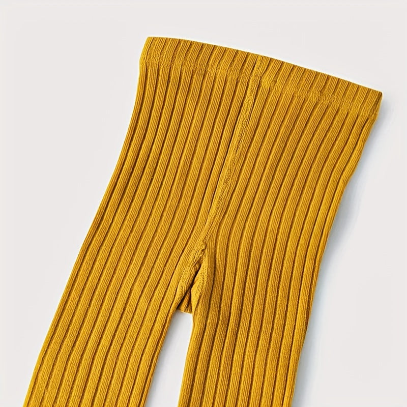Baby Girls Ribbed Cropped Pants Leggings for Autumn and Spring