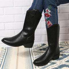 Women's Chunky Heel Western Embroidered Cowgirl Boots