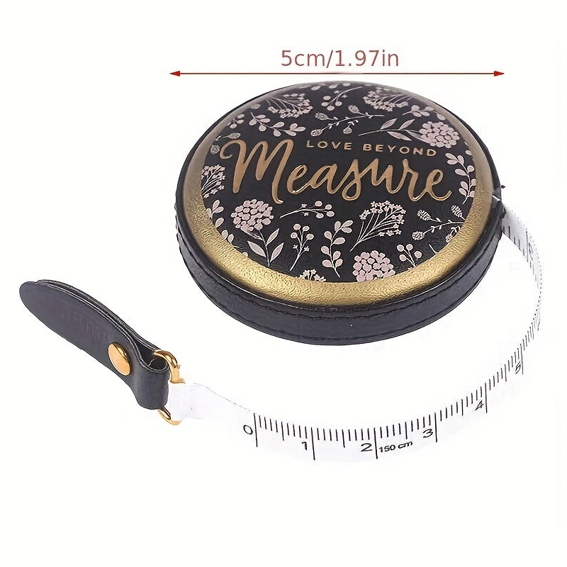 1pc 1.5m Portable Retractable Vintage PU Leather Mini Tape Measure