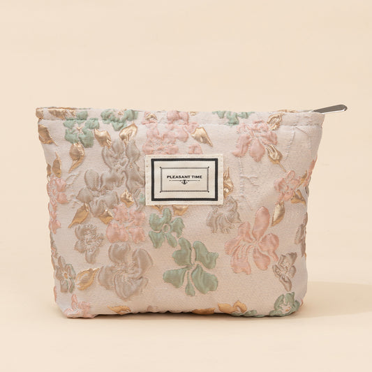 Floral Makeup Bag Zipper Cosmetic Organizer Travel Portable Pouch