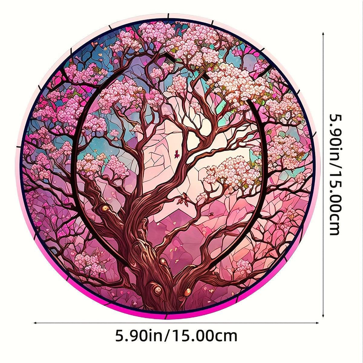 Cherry Blossoms Tree Suncatcher Decor Round Hanging Ornament