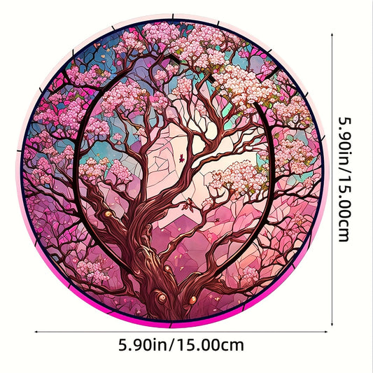 Cherry Blossoms Tree Suncatcher Decor Round Hanging Ornament
