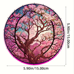 Cherry Blossoms Tree Suncatcher Decor Round Hanging Ornament