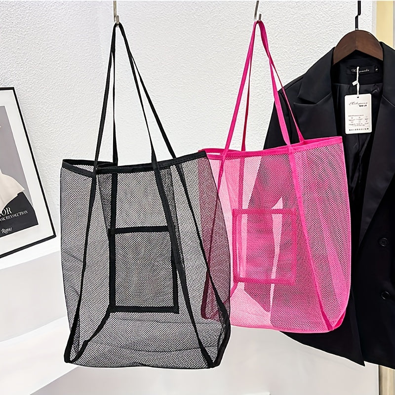 Transparent Mesh Shoulder Bag for Travel and Camping