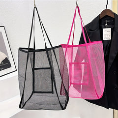 Transparent Mesh Shoulder Bag for Travel and Camping