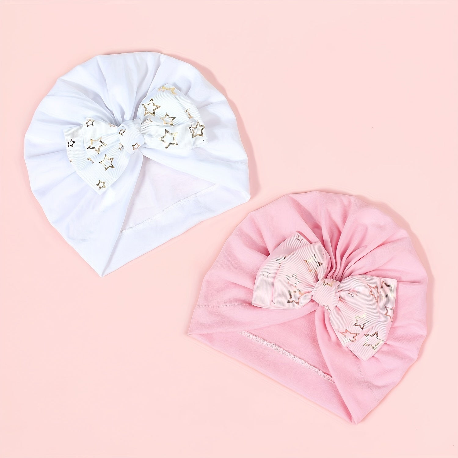 Prom Buckle Stretch Baby Hat Double Layer Bow Set Hair Accessories for Kids
