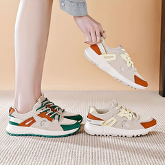 Breathable Mesh Sneakers Low Top Lace Up Women's Colorblock Shoes