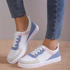 Women's Breathable Flying Woven Sneakers Casual Lace Up Shoes