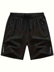 Men's Breathable Shorts With Zipper Pockets Drawstring Elastic Waist