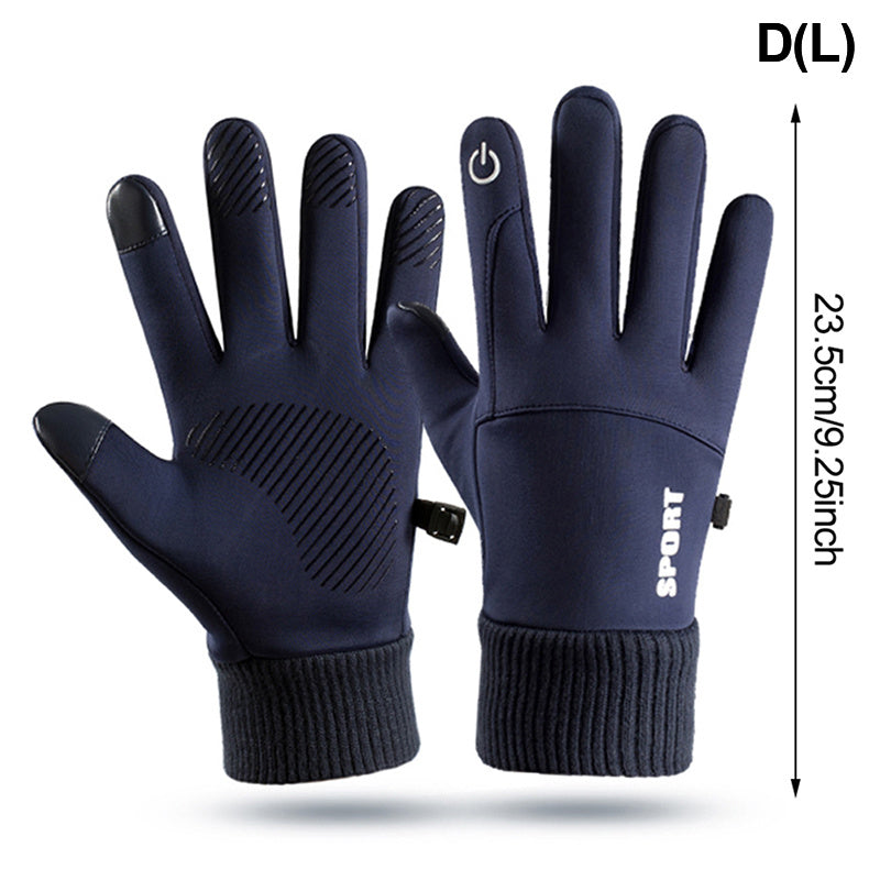 Winter Cycling Gloves Men Waterproof Touch Screen Fleece Lined Non Slip Grip