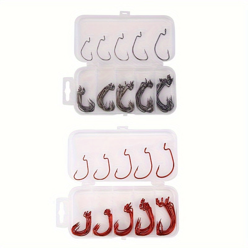 50pcs Crank Shank Hook Soft Lure Barbed Wide Gap Hook Fishing Accessories