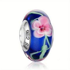 2pcs Glass Bead Flower Large Hole Bracelet Beaded