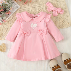 Baby Girls Bows Long Sleeve Cotton Dress