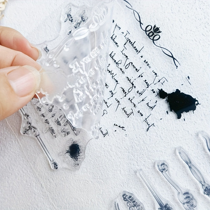 English Words Text Clear Stamp Banner Dot Pattern Clear Seal Stamps