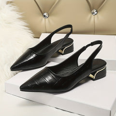 Low Heeled Slingback Sandals Pointed Toe Elastic Slip On Shoes