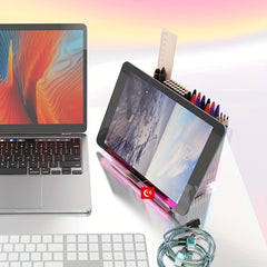 Acrylic Desk Storage Box & Pen Holder - Rainbow Desk Storage Rack Tablet Stand