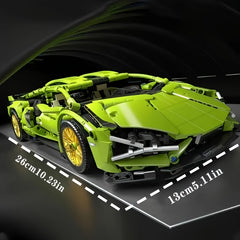 Green Sports Car Building Block Model - ABS Material