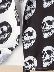 Boys Short Sleeve Skull Shirts Casual Stretch Tops For Summer