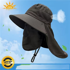 UV Protection Wide Brim Bucket Hat Face Cover Outdoor Sunscreen Hat