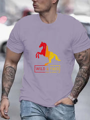 Men's Horse Print Graphic Active T shirt