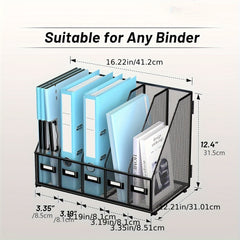 Metal Desk Magazine File Holder 5 Vertical Compartments Rack Organizer