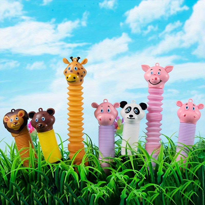 6pcs Wildlife Hanging Set Toys: Lion Giraffe Panda Bear Hippo