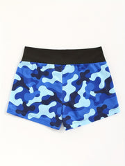 Colorblock Sports Lounge Shorts Elastic Waistband Womens Loungewear