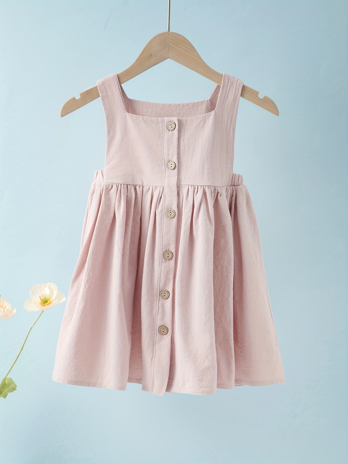 Baby Girls Button Pleated Cami Casual Dress