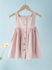 Baby Girls Button Pleated Cami Casual Dress