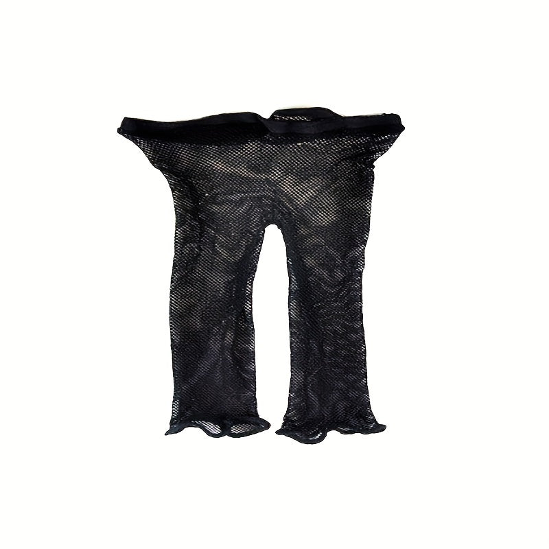 Solid High Rise Stretchy Fishnet Biker Stockings