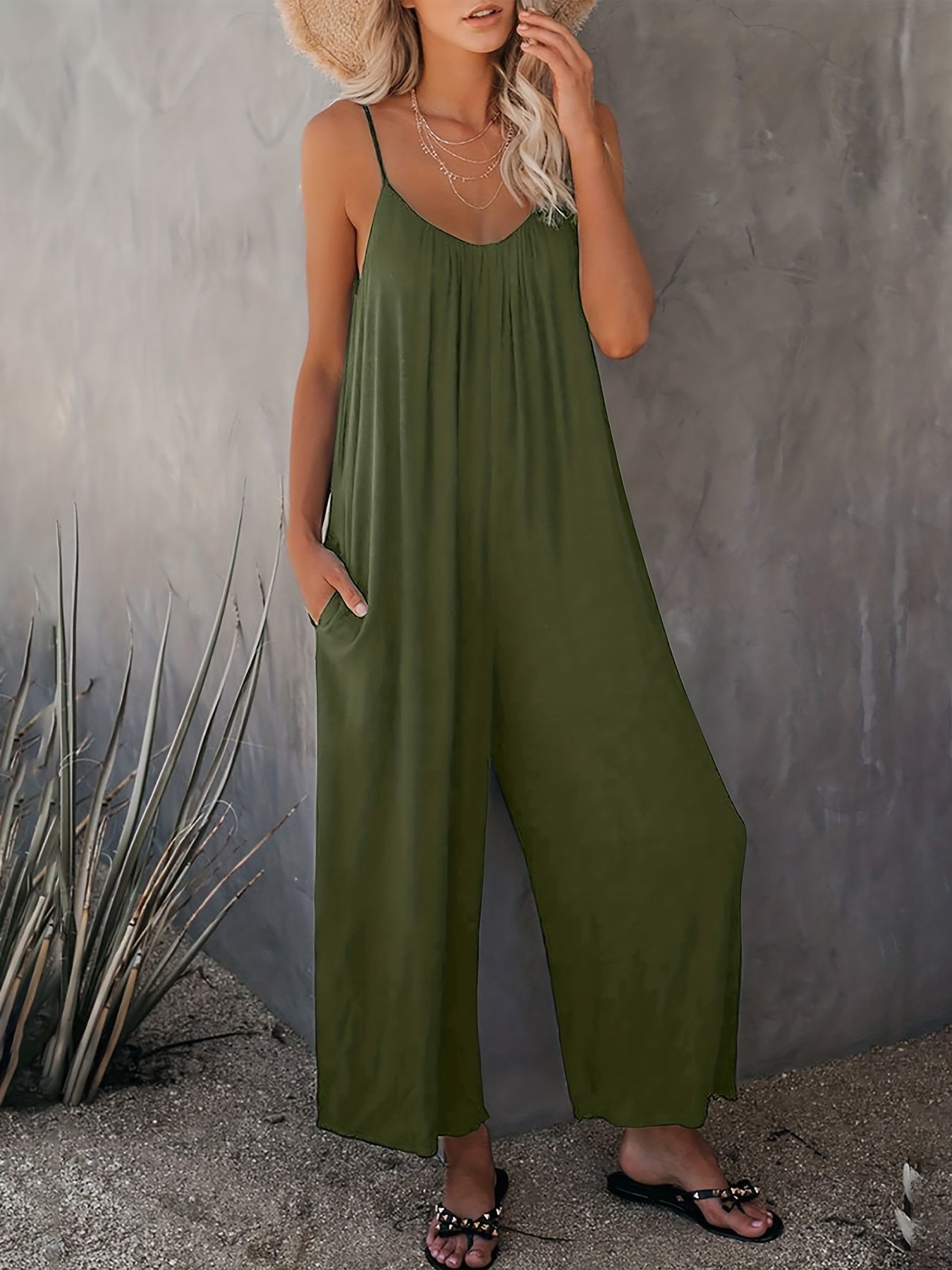 Wide Leg Jumpsuit Sleeveless Backless Summer Women's Clothing