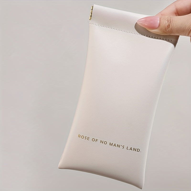Slogan Graphic Glasses Bag PU Leather Waterproof Sunglasses Storage Pouch