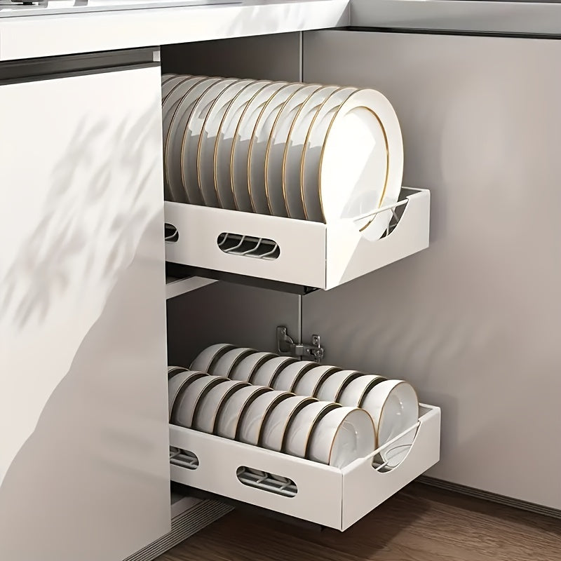 Kitchen Dish Rack Built-in Pull-out Type Divider Storage Shelves