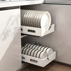 Kitchen Dish Rack Built-in Pull-out Type Divider Storage Shelves