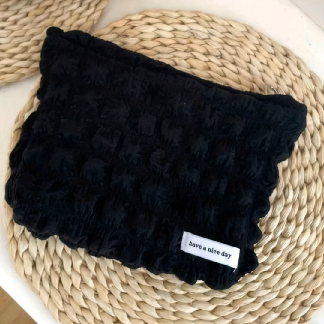 Waffle Makeup Organizer Pouch Ruched Cosmetic Bag Y2k Purse