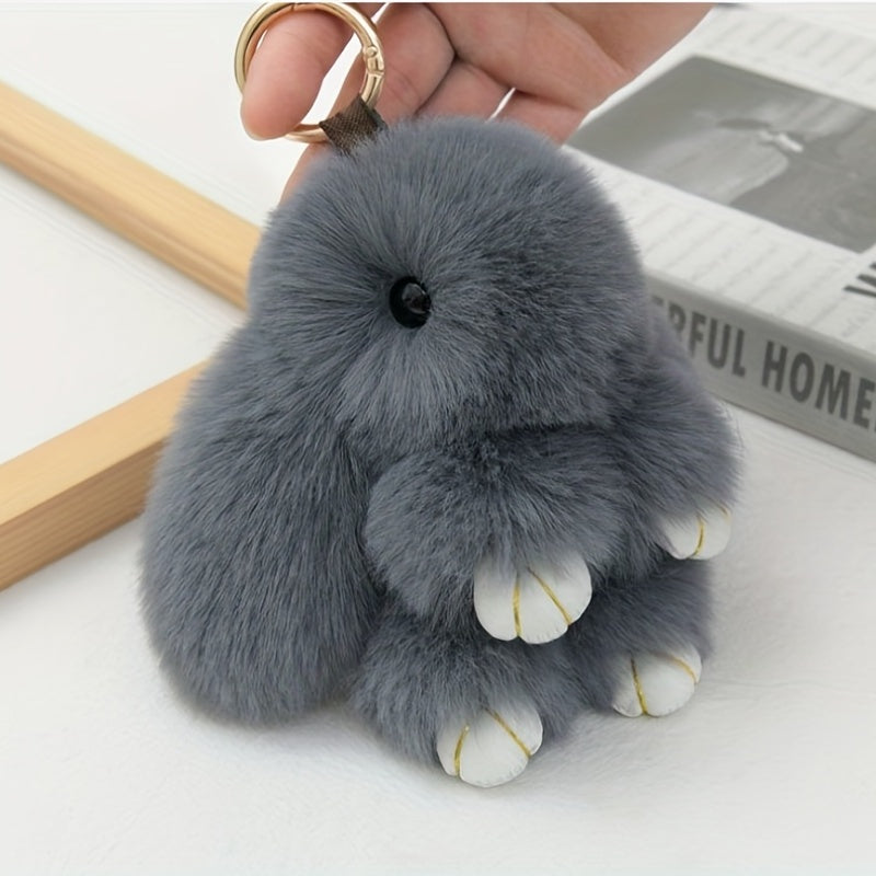 Cartoon Rabbit Doll Keychain Plush Animal Key Ring Purse Bag Backpack Car Charm