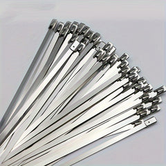 100pcs 304 Stainless Steel Cable Ties Self locking Metal Marine Harness Wire Tie