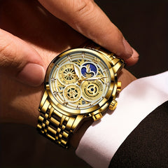 LIGE Boy's Sports Quartz Watch Full Steel Waterproof Chronograph