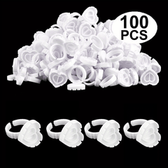 100PCS Glue Rings Eyelash Extensions Lovely Heart Shape Cups Lash Supplies