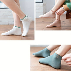 Girls Kids Smile Face Pattern Socks Breathable Comfy Short Socks
