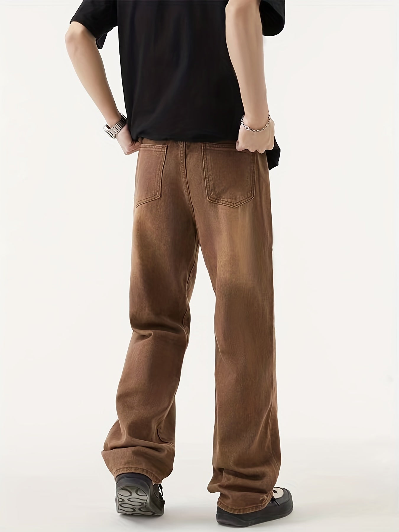Y2k Vintage Straight Leg Jeans Men's Washed Denim Pants