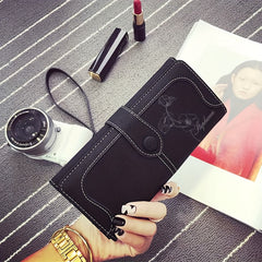 Personalized Name Wallet for Women Vintage Style with Zipper and Buckle Closure