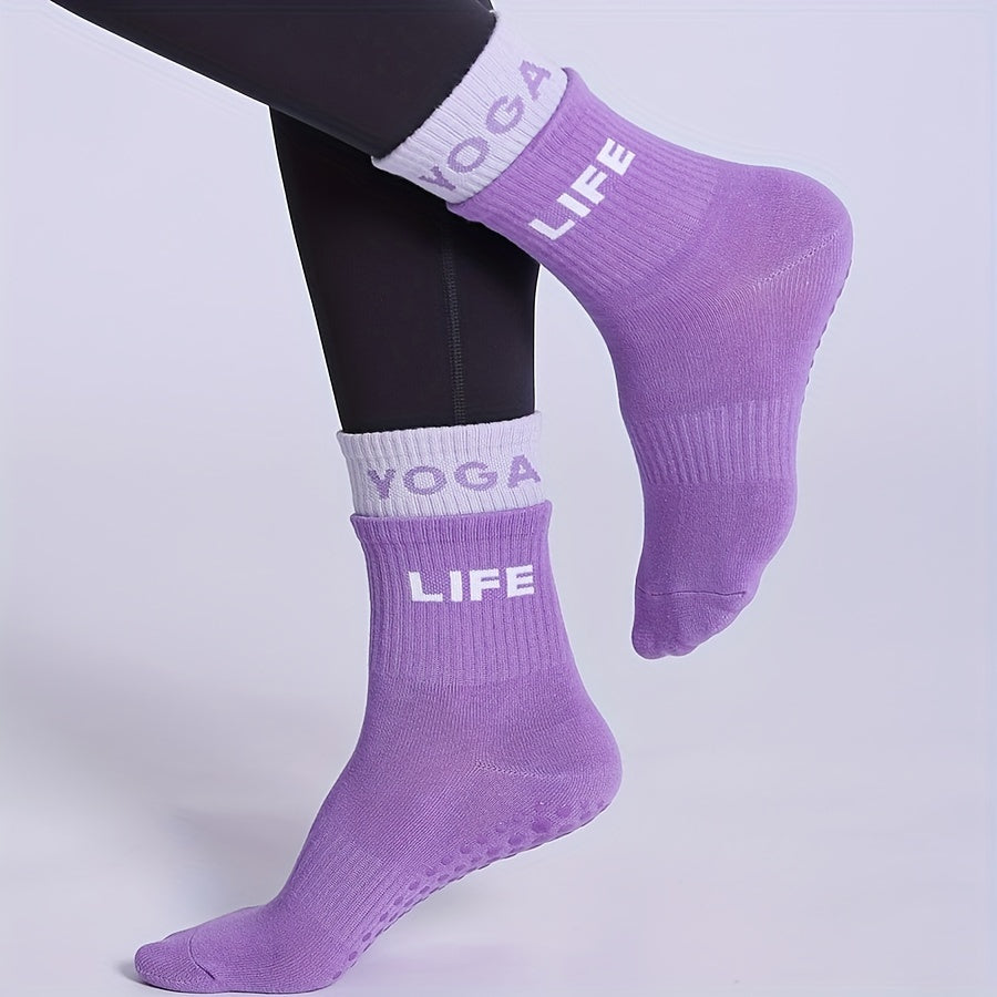 Contrast Non-slip Sporty Yoga Socks for Indoor & Outdoor