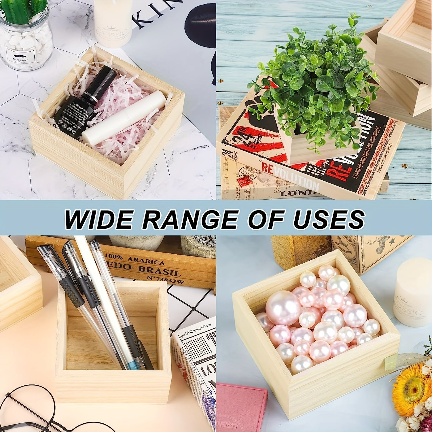 1pc Small Flat Wooden Box DIY Process Storage Box Collectibles