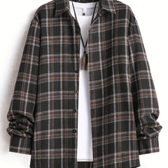 Men's Plaid Long Sleeve Shirt for Spring Autumn